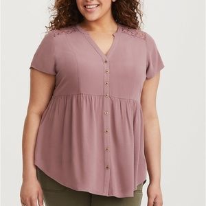 DUSTY PURPLE LACE CREPE BABYDOLL size 2X